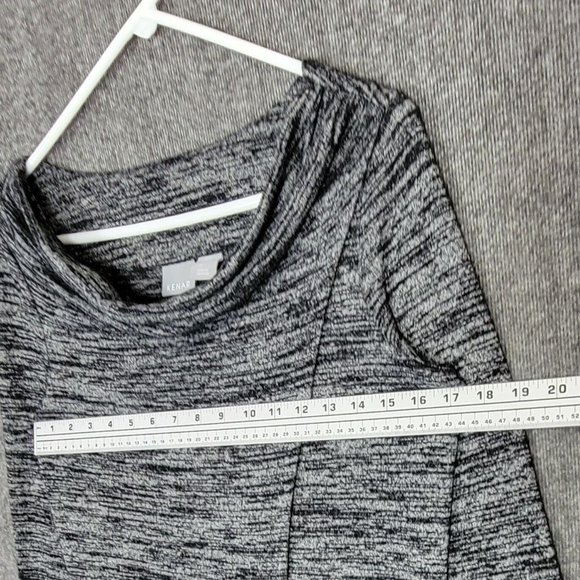 Kenar Sweater Womens Small Black Gray Heather Asymmetrical Hem Faux Wrap Top - Picture 5 of 8